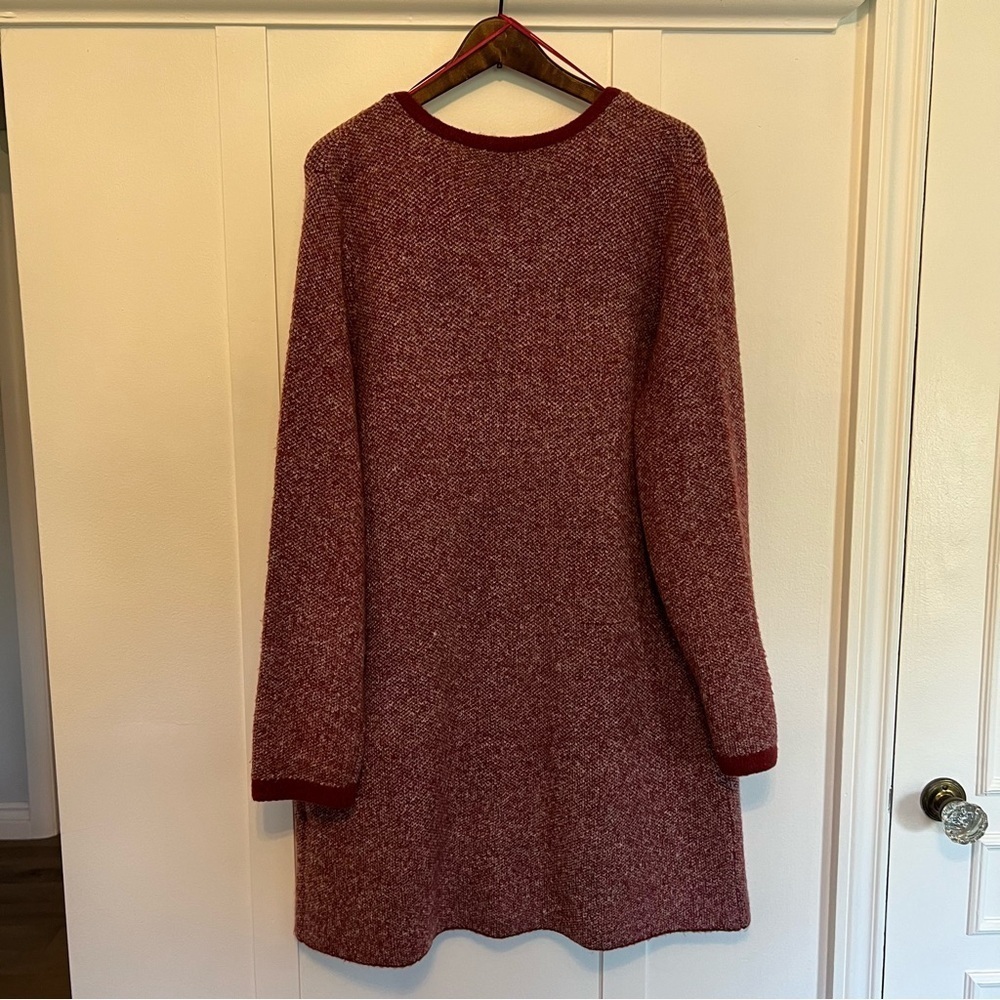 Cyrus Women's Large Long Open Front Red Cardigan - Picture 9 of 9
